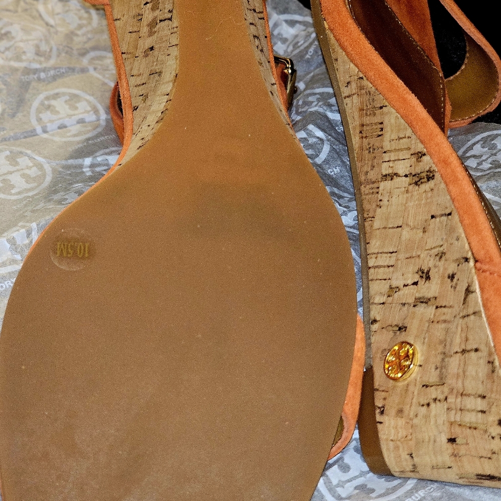 Tory Burch Orange Wedge Shoes with Ankle Strap - Picture 6 of 6